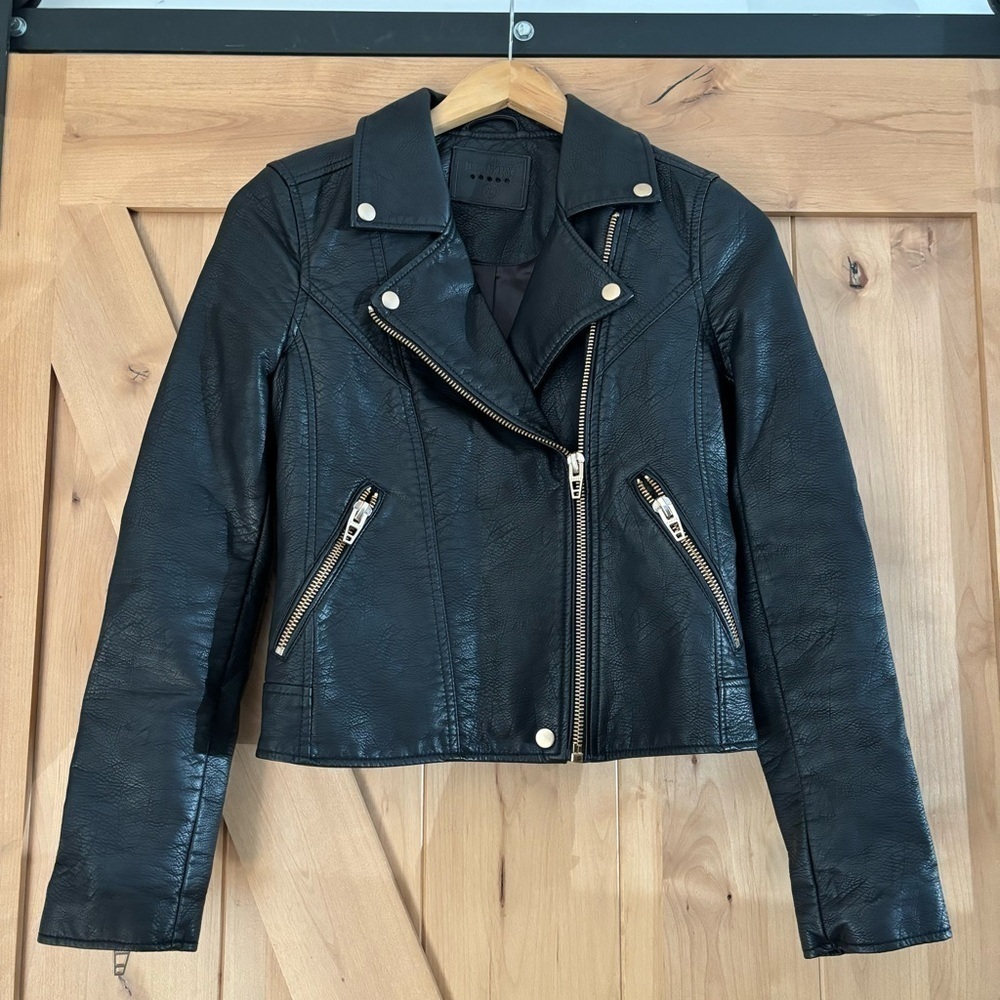 BLANK NYC Vegan Leather Moto Jacket Black Size XS